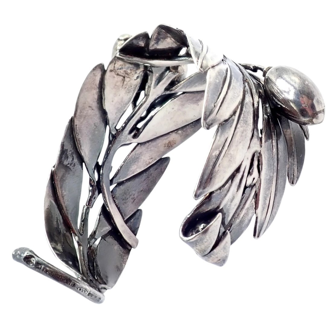 Rare! Vintage Mario Buccellati Silver Olive Leaf Branch Cuff Bracelet - 9