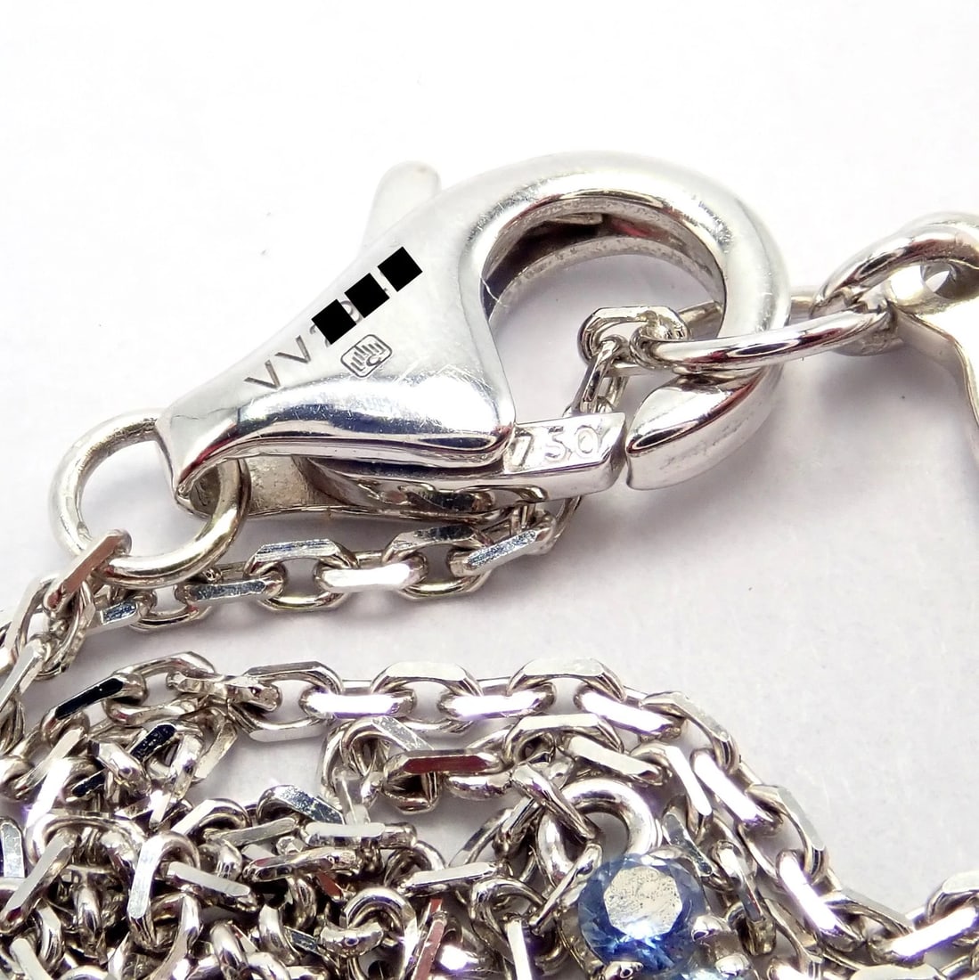 Authentic! Cartier 18k White Gold Sweet Cross Blue Sapphire Pendant Necklace - 5
