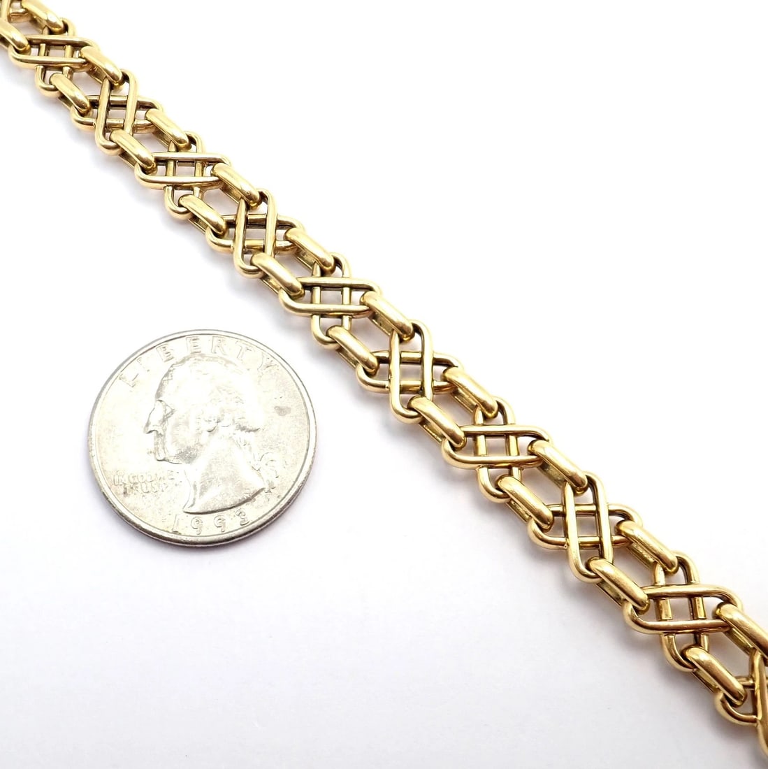 Authentic Vintage! Tiffany & Co 18k Yellow Gold Basket Weave Bracelet - 7