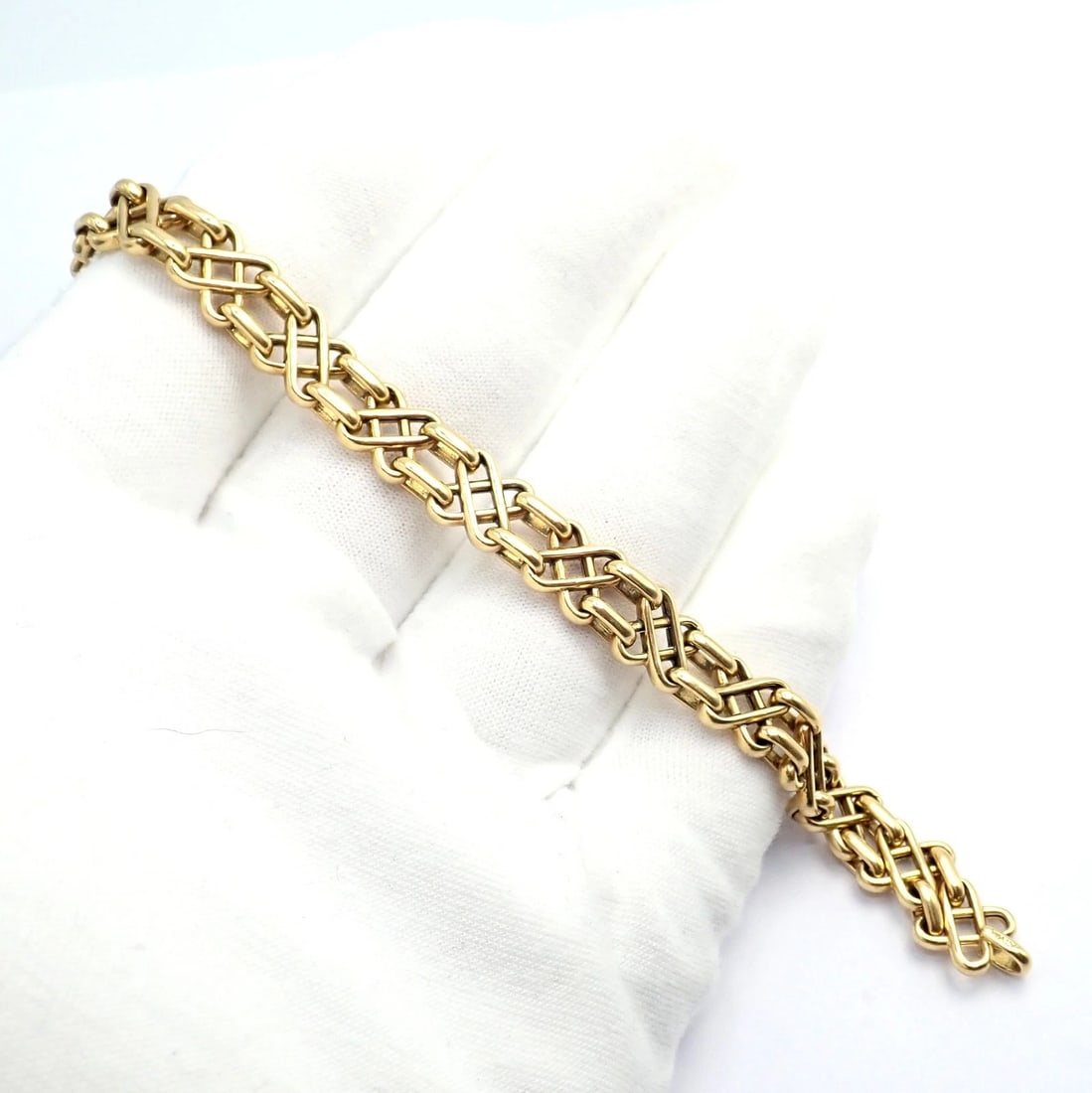 Authentic Vintage! Tiffany & Co 18k Yellow Gold Basket Weave Bracelet - 8