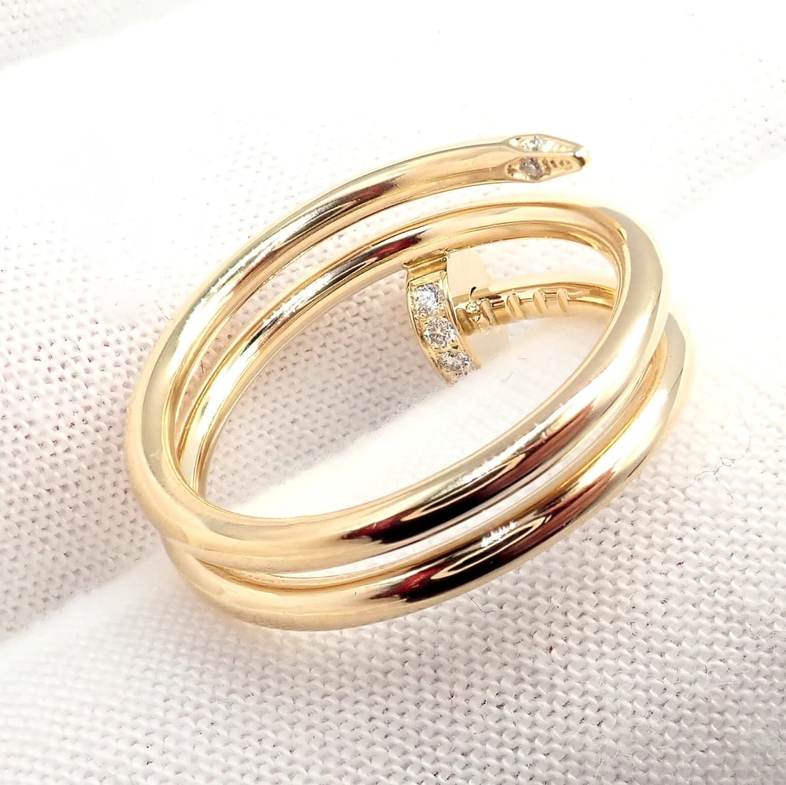 Authentic! Cartier Juste Un Clou 18k Yellow Gold Diamond Nail Band Ring 4.25 - 10