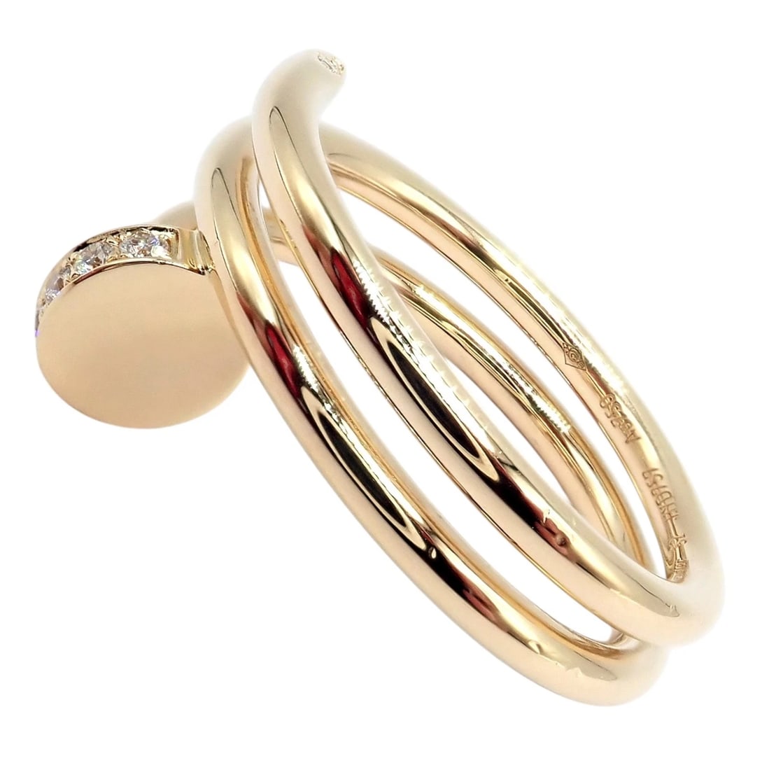 Authentic! Cartier Juste Un Clou 18k Yellow Gold Diamond Nail Band Ring 4.25 - 3
