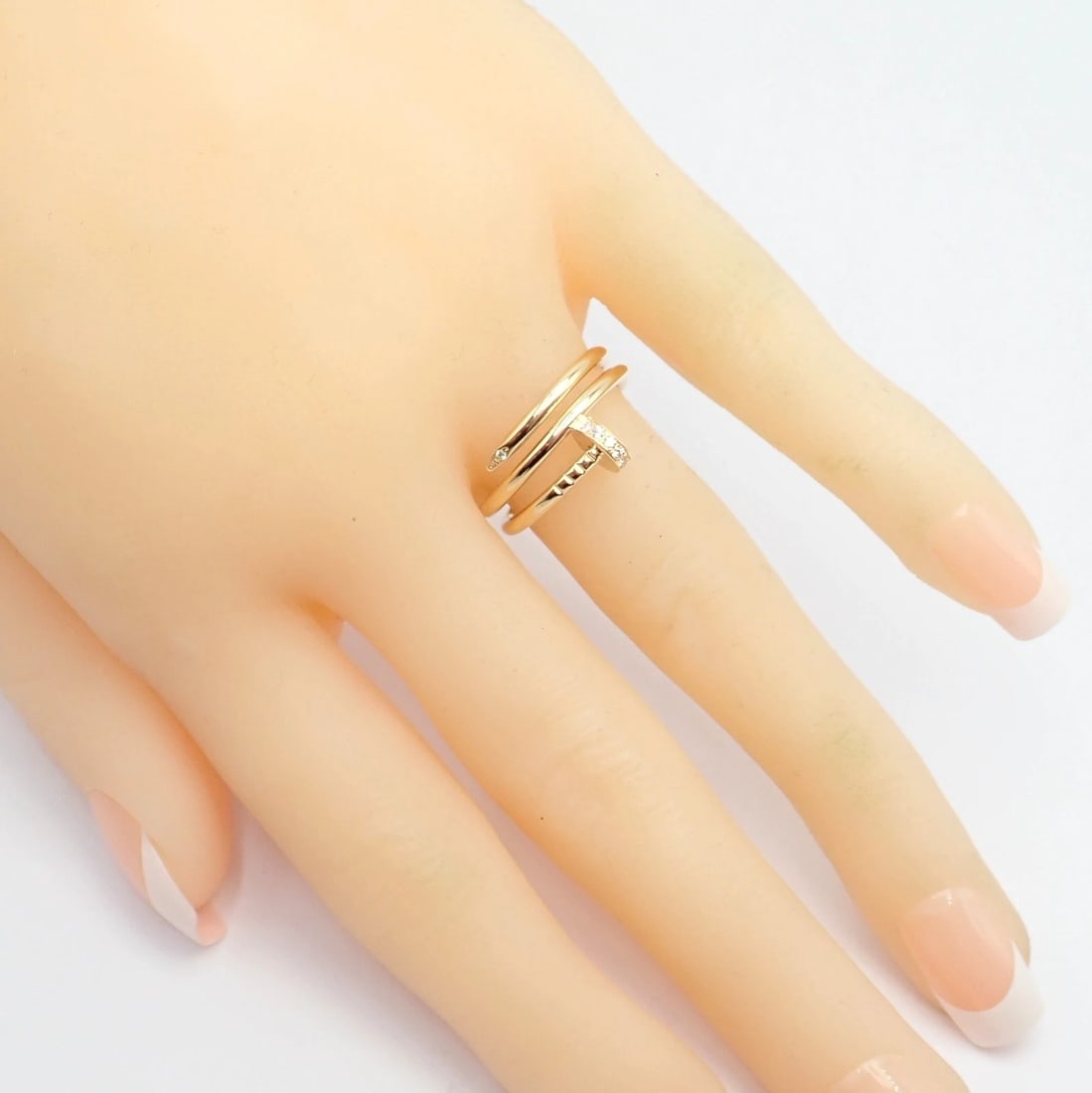 Authentic! Cartier Juste Un Clou 18k Yellow Gold Diamond Nail Band Ring 4.25 - 4