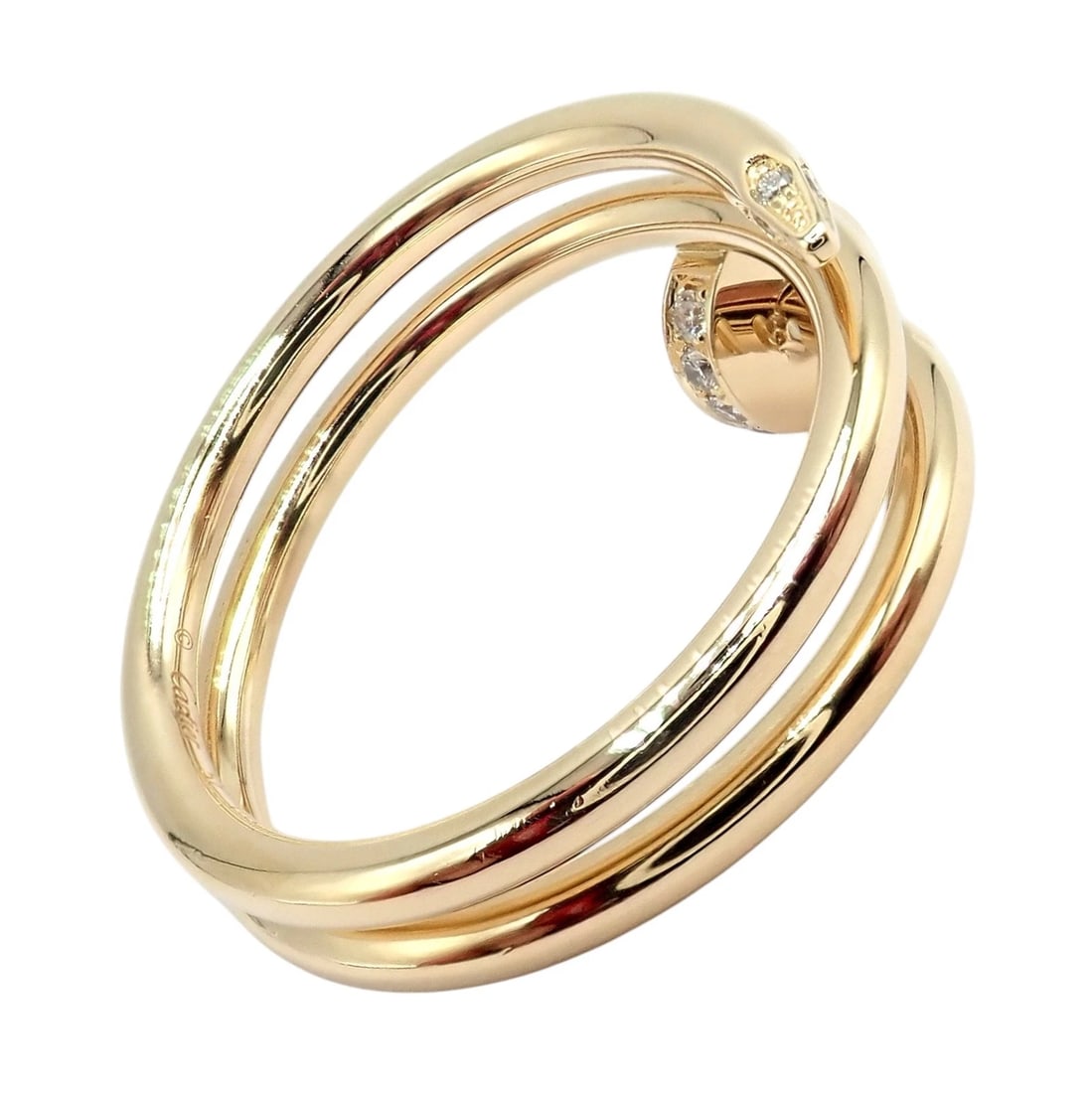 Authentic! Cartier Juste Un Clou 18k Yellow Gold Diamond Nail Band Ring 4.25 - 5