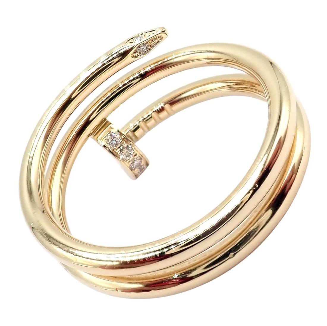 Authentic! Cartier Juste Un Clou 18k Yellow Gold Diamond Nail Band Ring 4.25 - 6