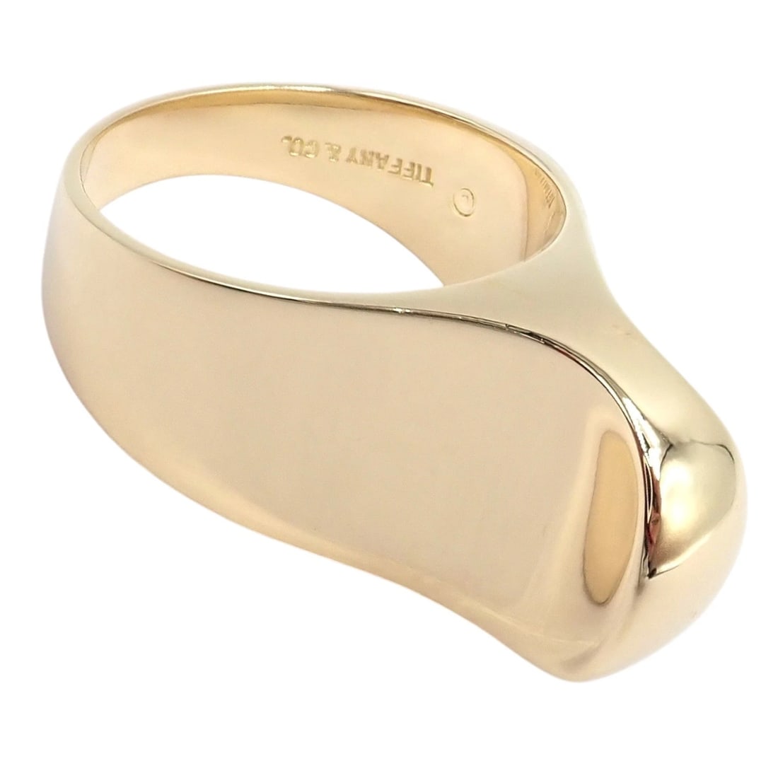 Authentic! Vintage Tiffany & Co. 18k Yellow Gold Large Top Curve Ring Sz 7 - 4