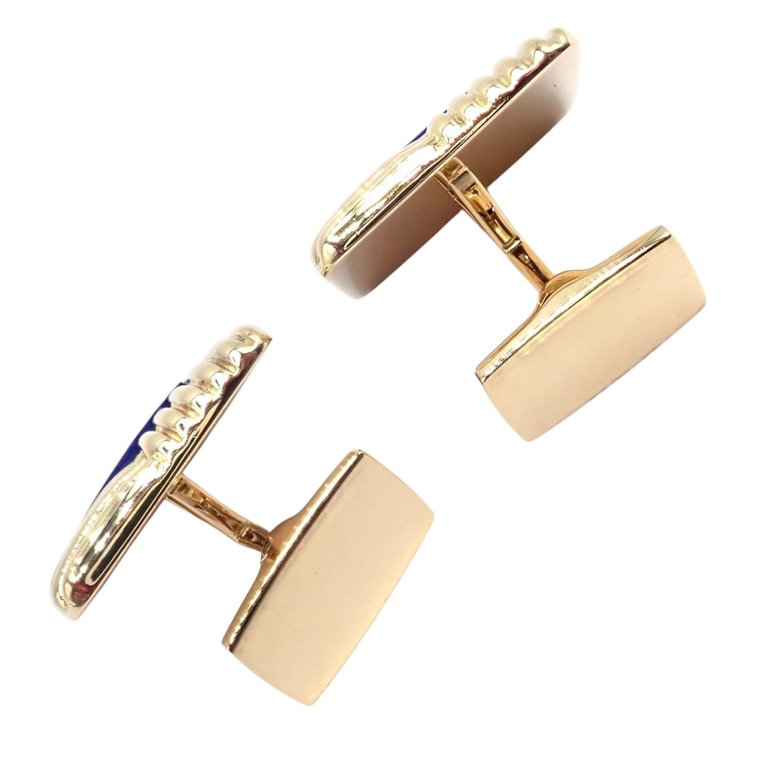 Piaget 18k Yellow Gold Large Lapis Lazuli Rope Square Gold Cufflinks - 11