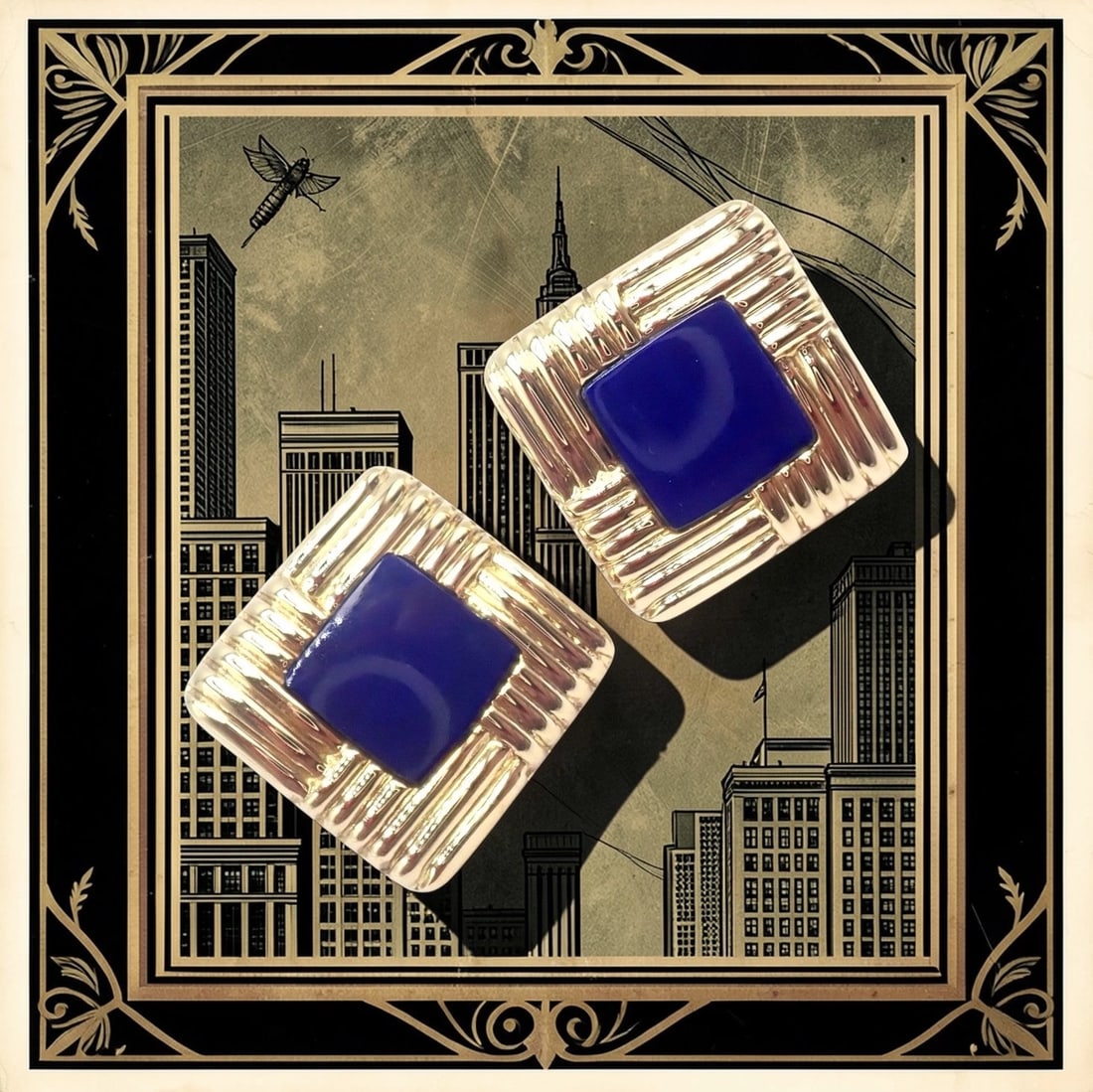 Piaget 18k Yellow Gold Large Lapis Lazuli Rope Square Gold Cufflinks - 2