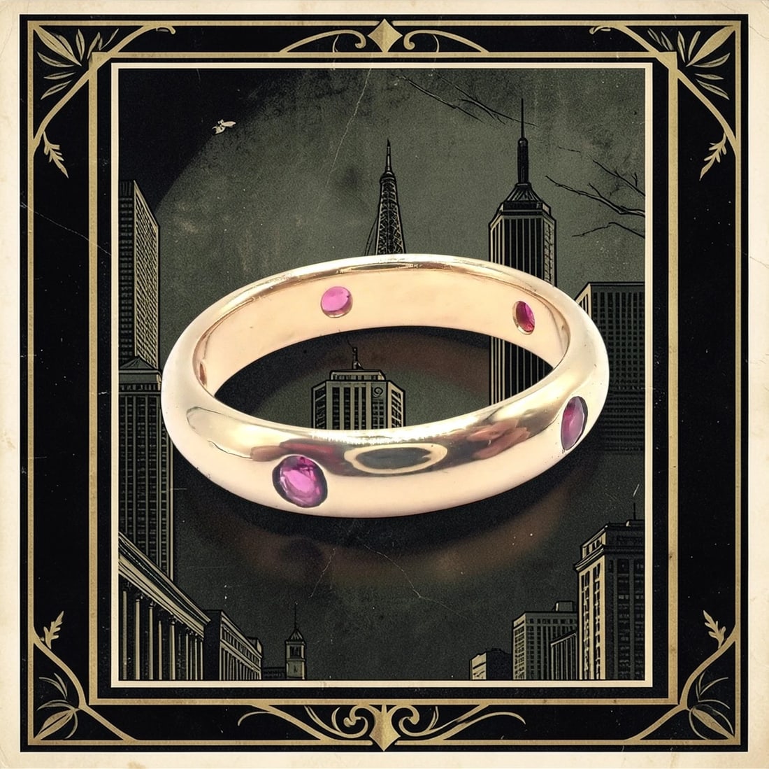 Authentic! Cartier Stella 18k Rose Gold Ruby Band Ring Size 51 - 2