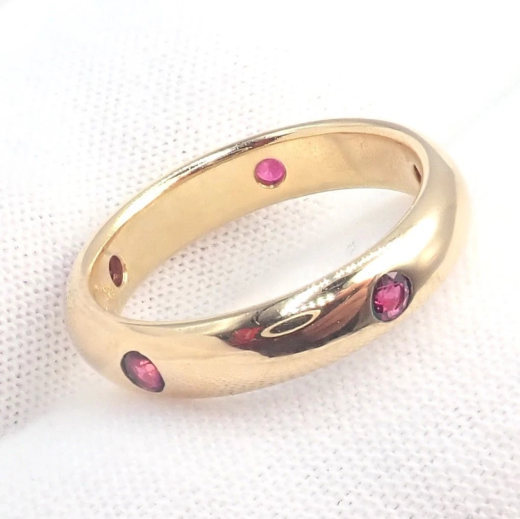 Authentic! Cartier Stella 18k Rose Gold Ruby Band Ring Size 51 - 5