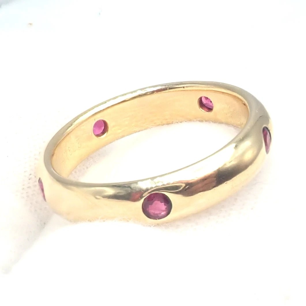 Authentic! Cartier Stella 18k Rose Gold Ruby Band Ring Size 51 - 6