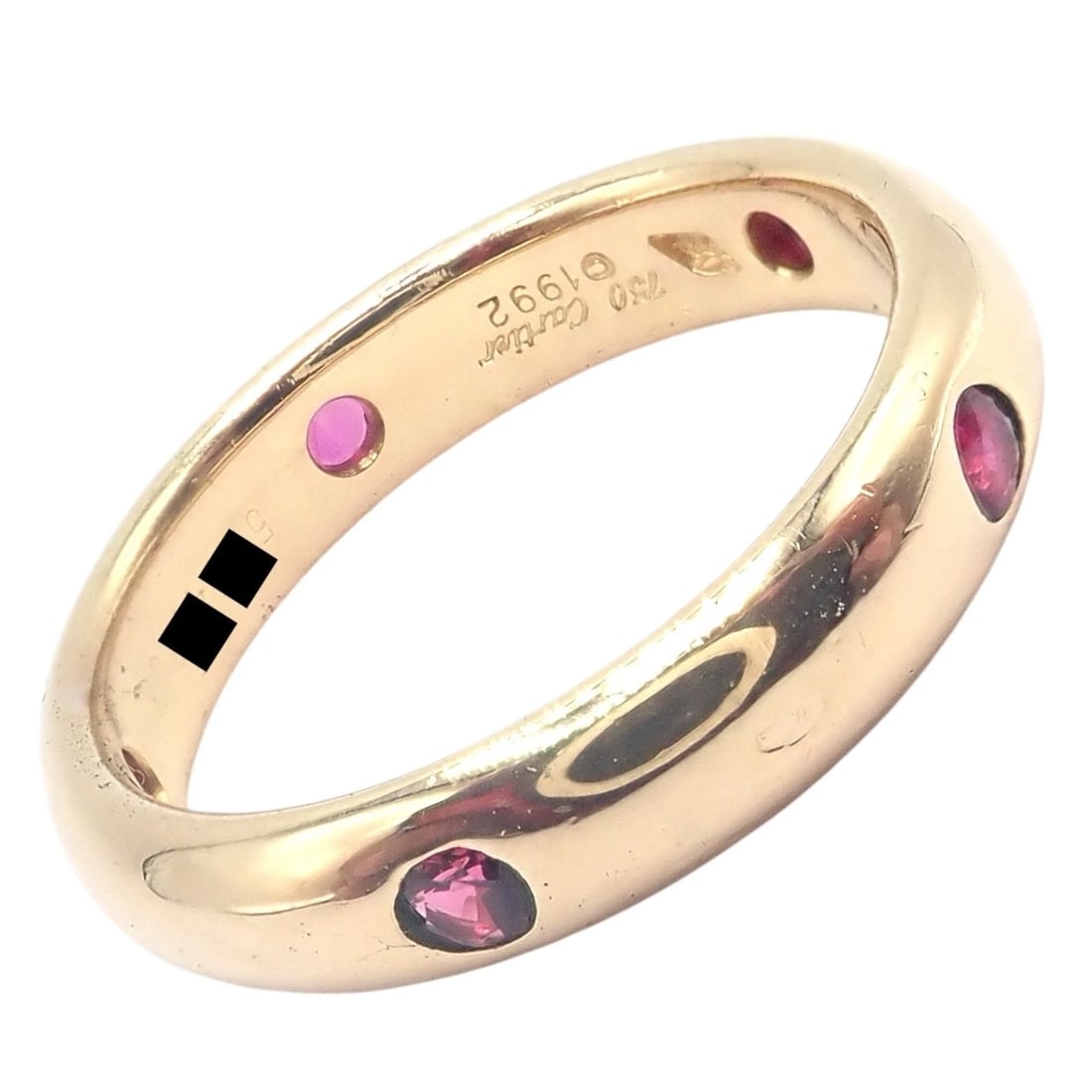 Authentic! Cartier Stella 18k Rose Gold Ruby Band Ring Size 51 - 7