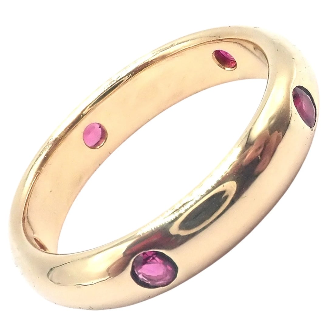 Authentic! Cartier Stella 18k Rose Gold Ruby Band Ring Size 51 - 8
