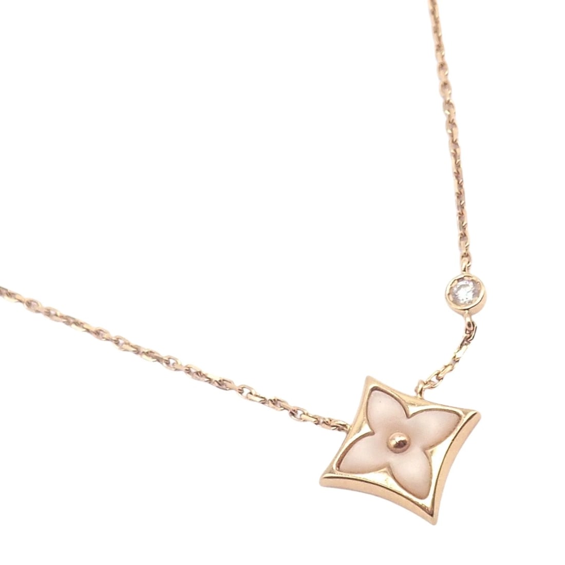 Authentic! Louis Vuitton 18k Rose Gold Diamond Mother Of Pearl Blossom Necklace - 11