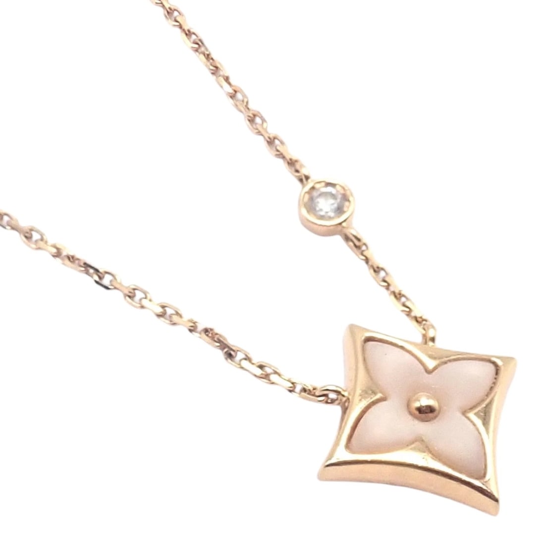 Authentic! Louis Vuitton 18k Rose Gold Diamond Mother Of Pearl Blossom Necklace (1 of 11)