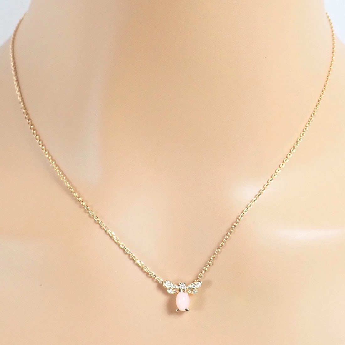 Authentic! Chaumet 18k Rose Gold Attrape Moi Diamond Pink Opal Necklace - 10