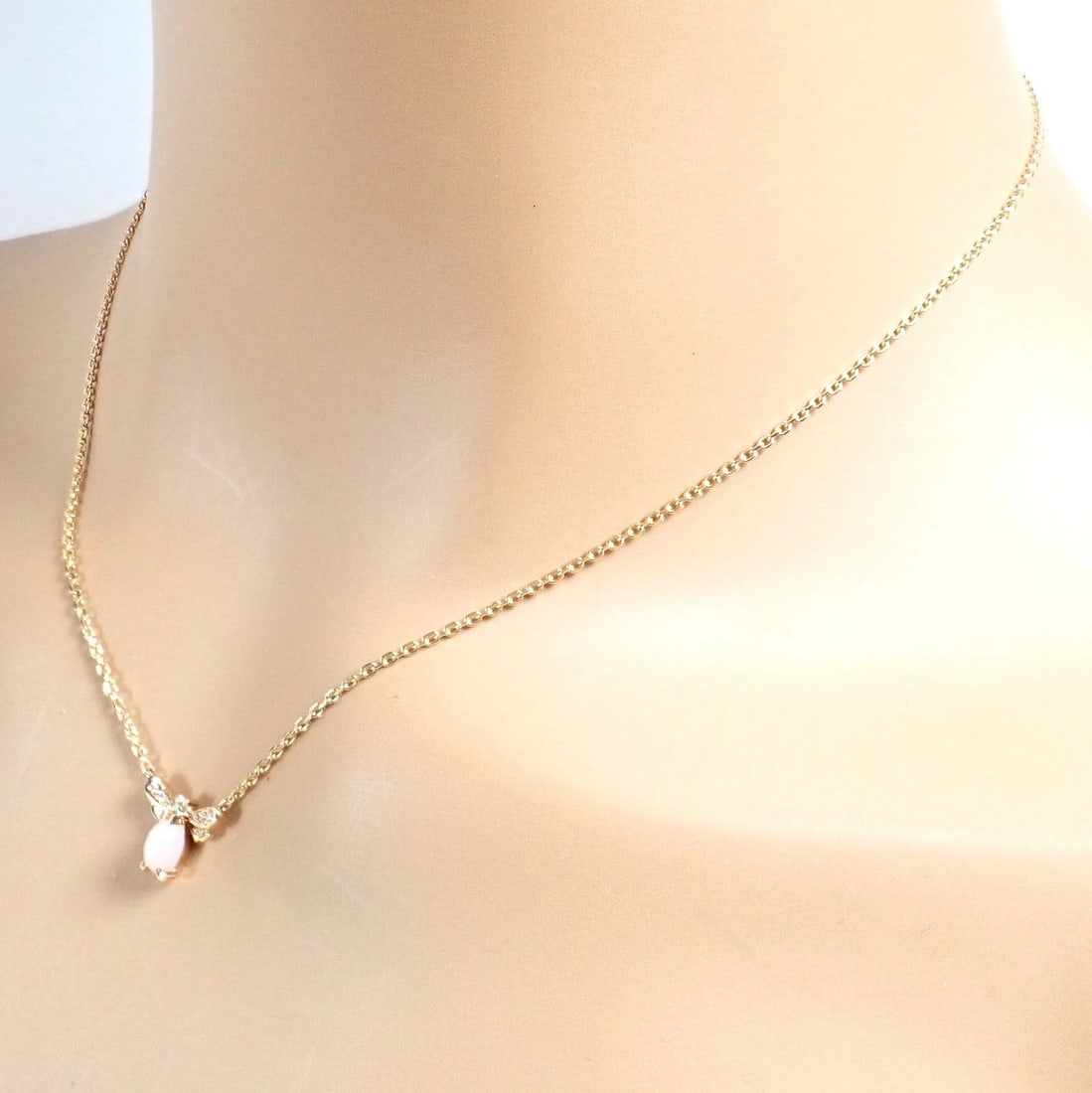 Authentic! Chaumet 18k Rose Gold Attrape Moi Diamond Pink Opal Necklace - 11