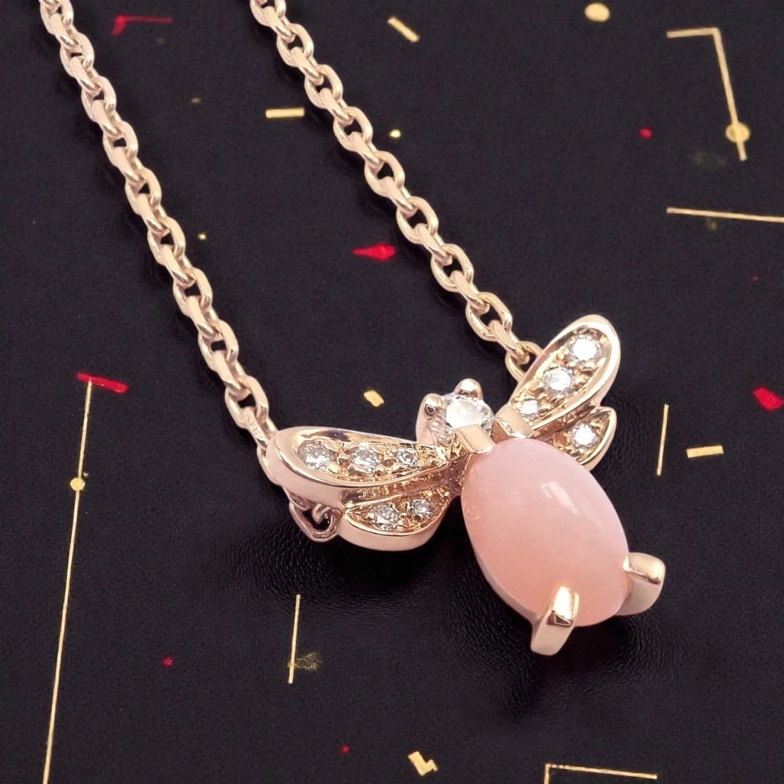 Authentic! Chaumet 18k Rose Gold Attrape Moi Diamond Pink Opal Necklace - 2