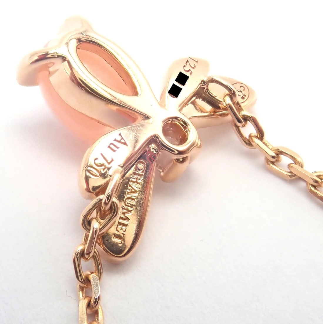 Authentic! Chaumet 18k Rose Gold Attrape Moi Diamond Pink Opal Necklace - 8