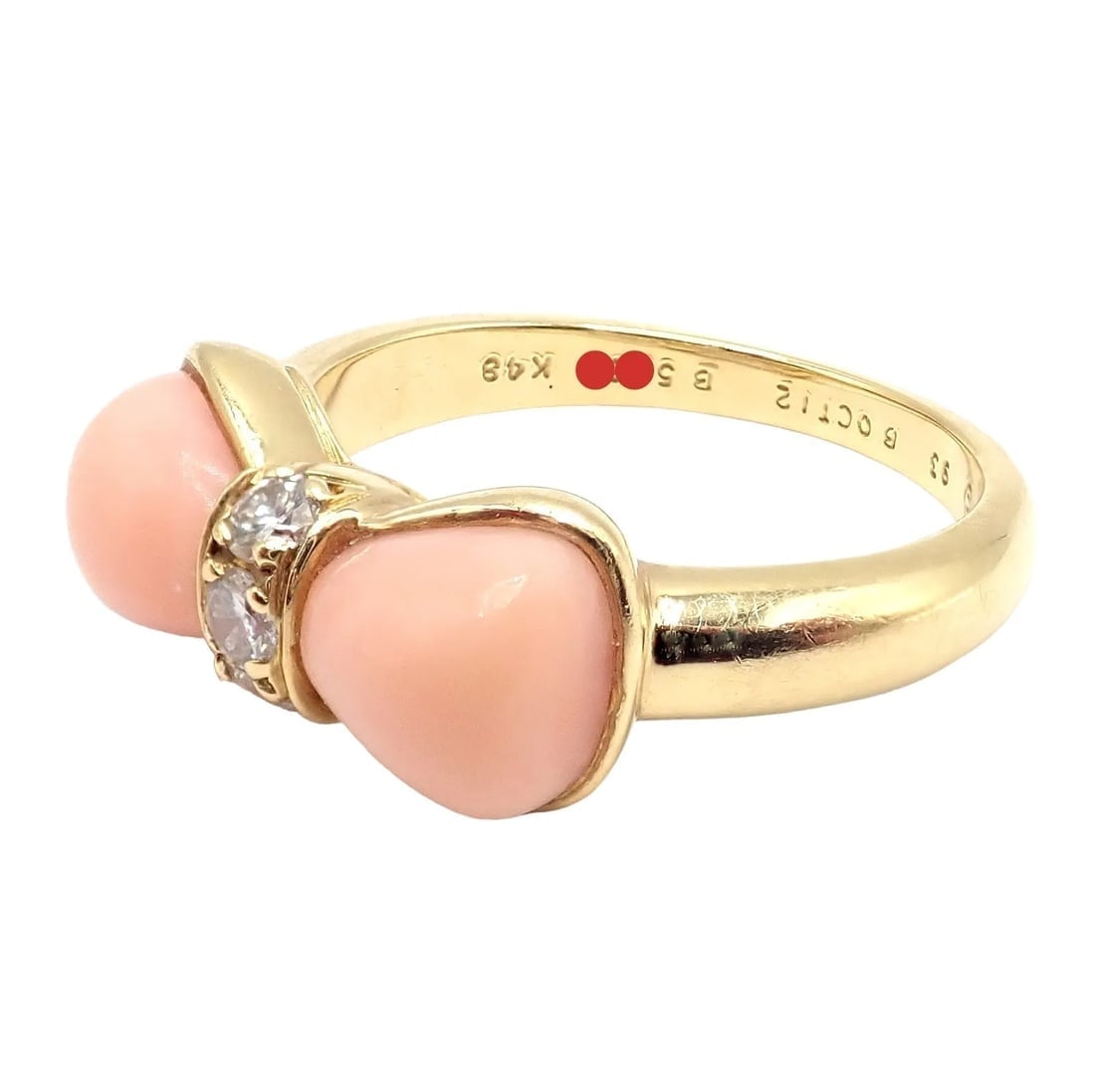 Rare! Authentic Van Cleef & Arpels 18k Yellow Gold Coral Diamond Bow Ring sz 5 - 7