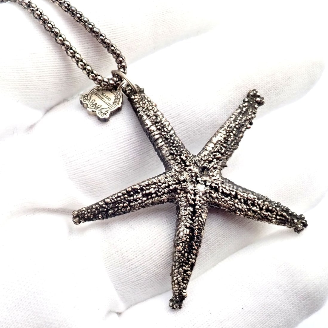 Rare! Vintage Mario Buccellati Silver Large Starfish Statement Necklace - 2