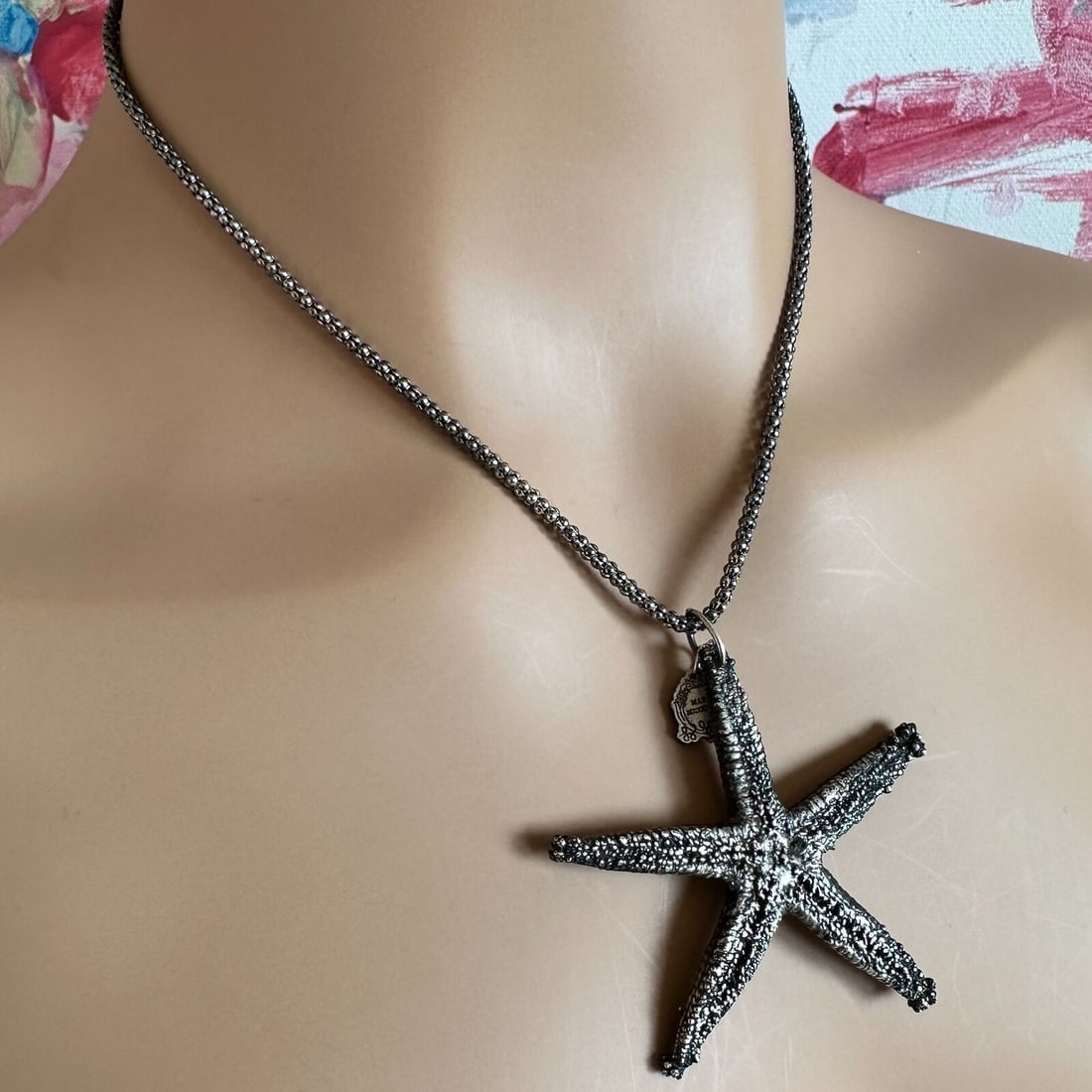 Rare! Vintage Mario Buccellati Silver Large Starfish Statement Necklace - 5