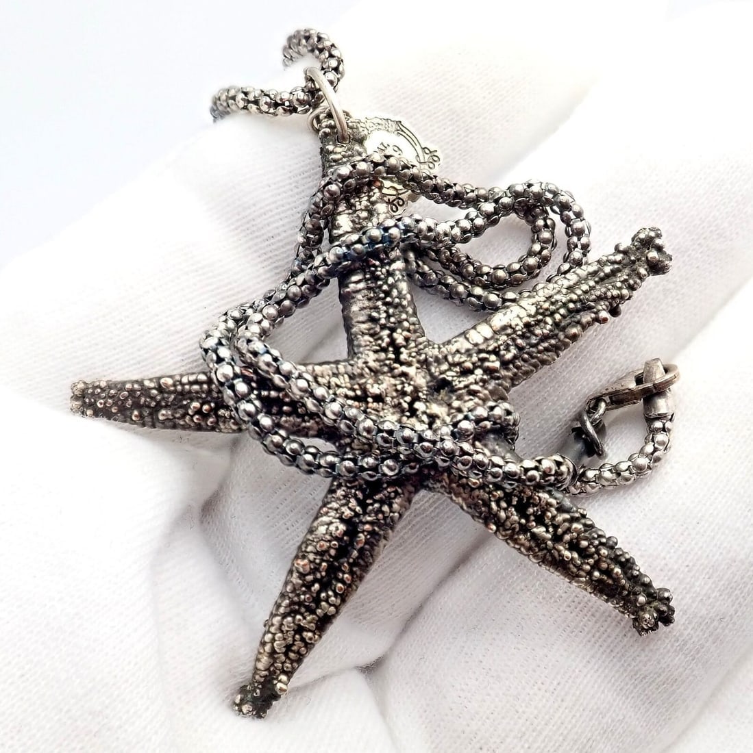 Rare! Vintage Mario Buccellati Silver Large Starfish Statement Necklace - 8