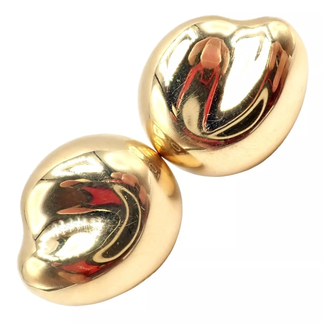 Authentic Tiffany & Co Peretti 18k Yellow Gold Extra Large Thumbprint Earrings - 10