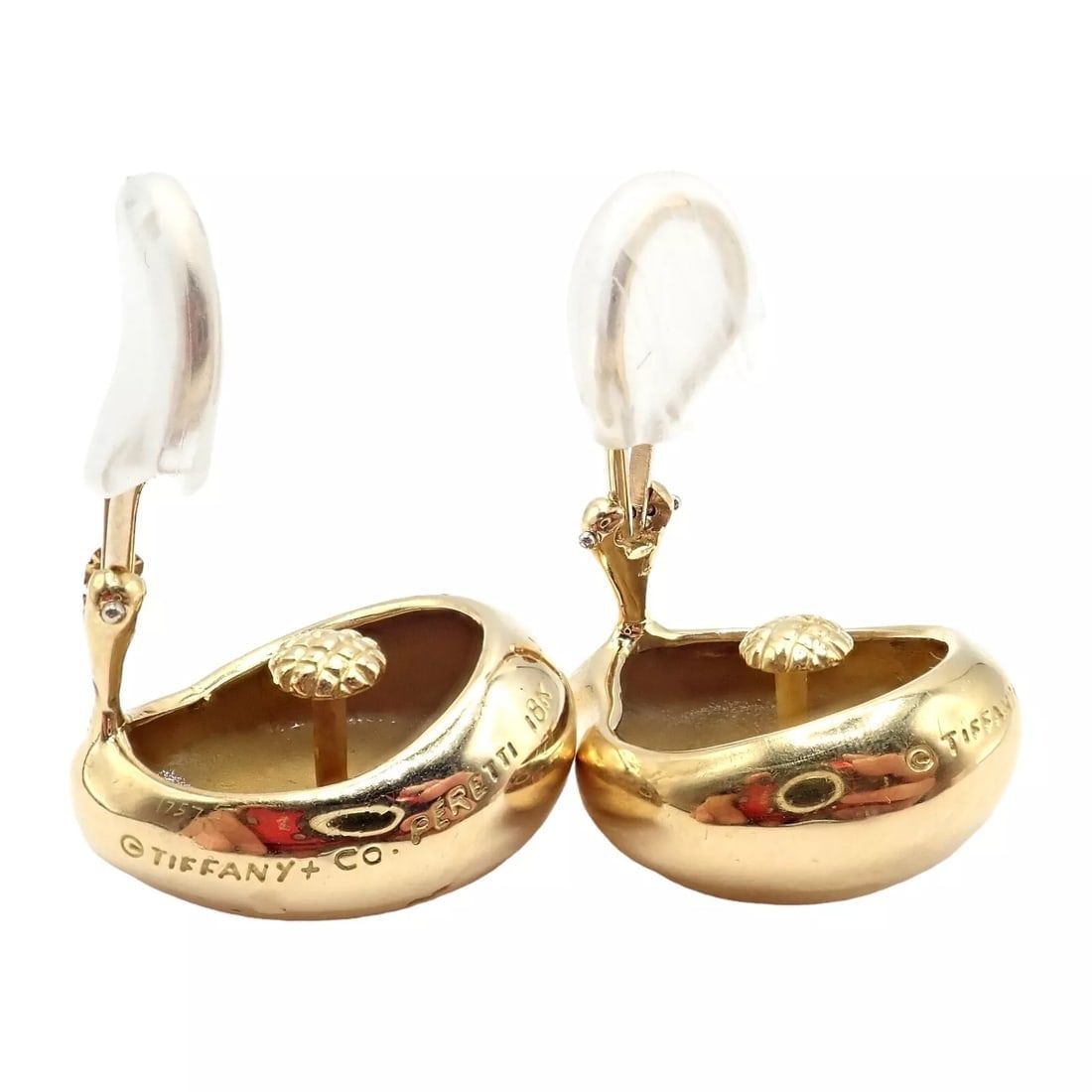 Authentic Tiffany & Co Peretti 18k Yellow Gold Extra Large Thumbprint Earrings - 11