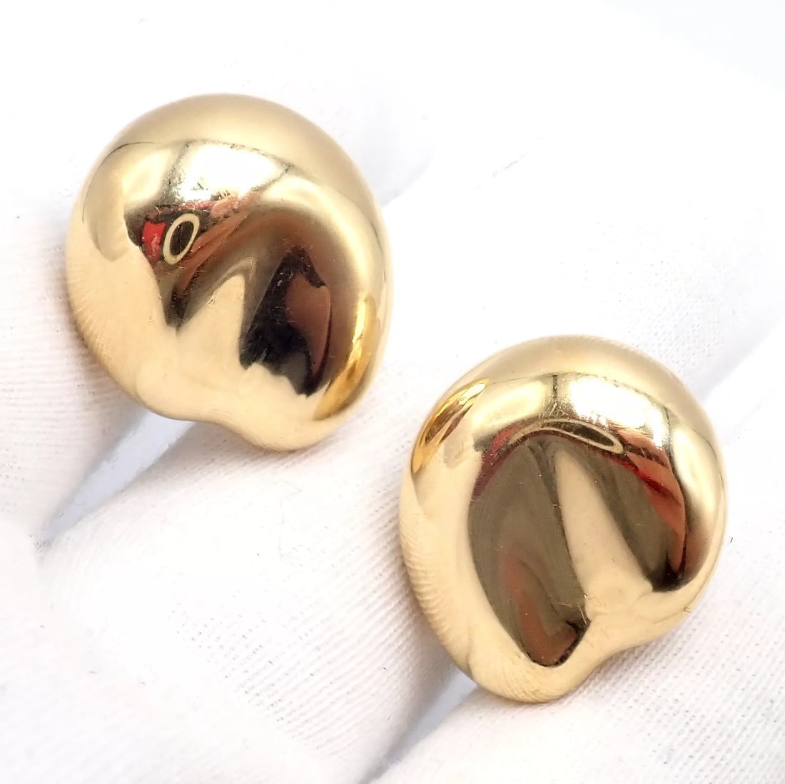 Authentic Tiffany & Co Peretti 18k Yellow Gold Extra Large Thumbprint Earrings - 5