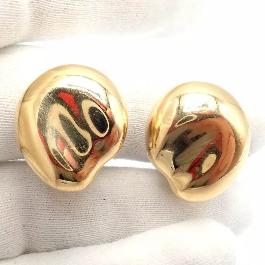 Authentic Tiffany & Co Peretti 18k Yellow Gold Extra Large Thumbprint Earrings - 7