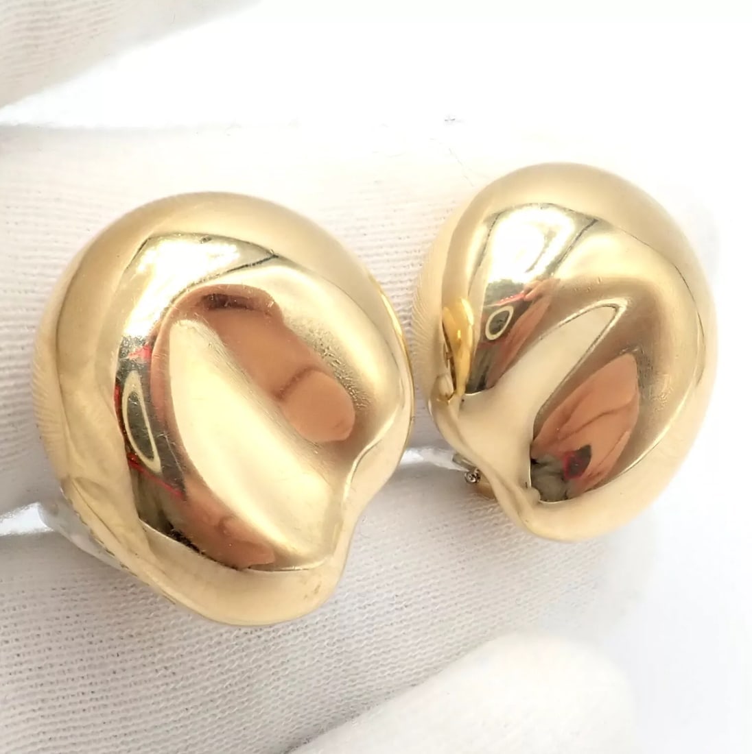 Authentic Tiffany & Co Peretti 18k Yellow Gold Extra Large Thumbprint Earrings - 8