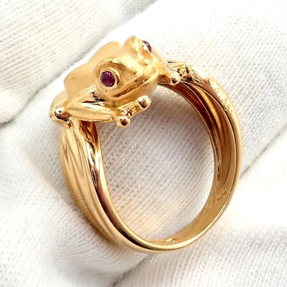 Rare! Carrera Y Carrera CyC 18k Yellow Gold Frog Ruby Ring - 6