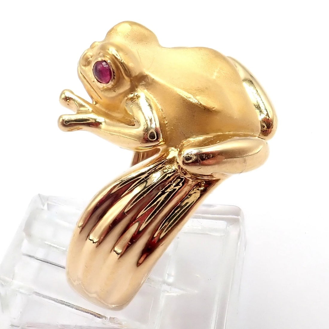 Rare! Carrera Y Carrera CyC 18k Yellow Gold Frog Ruby Ring - 7