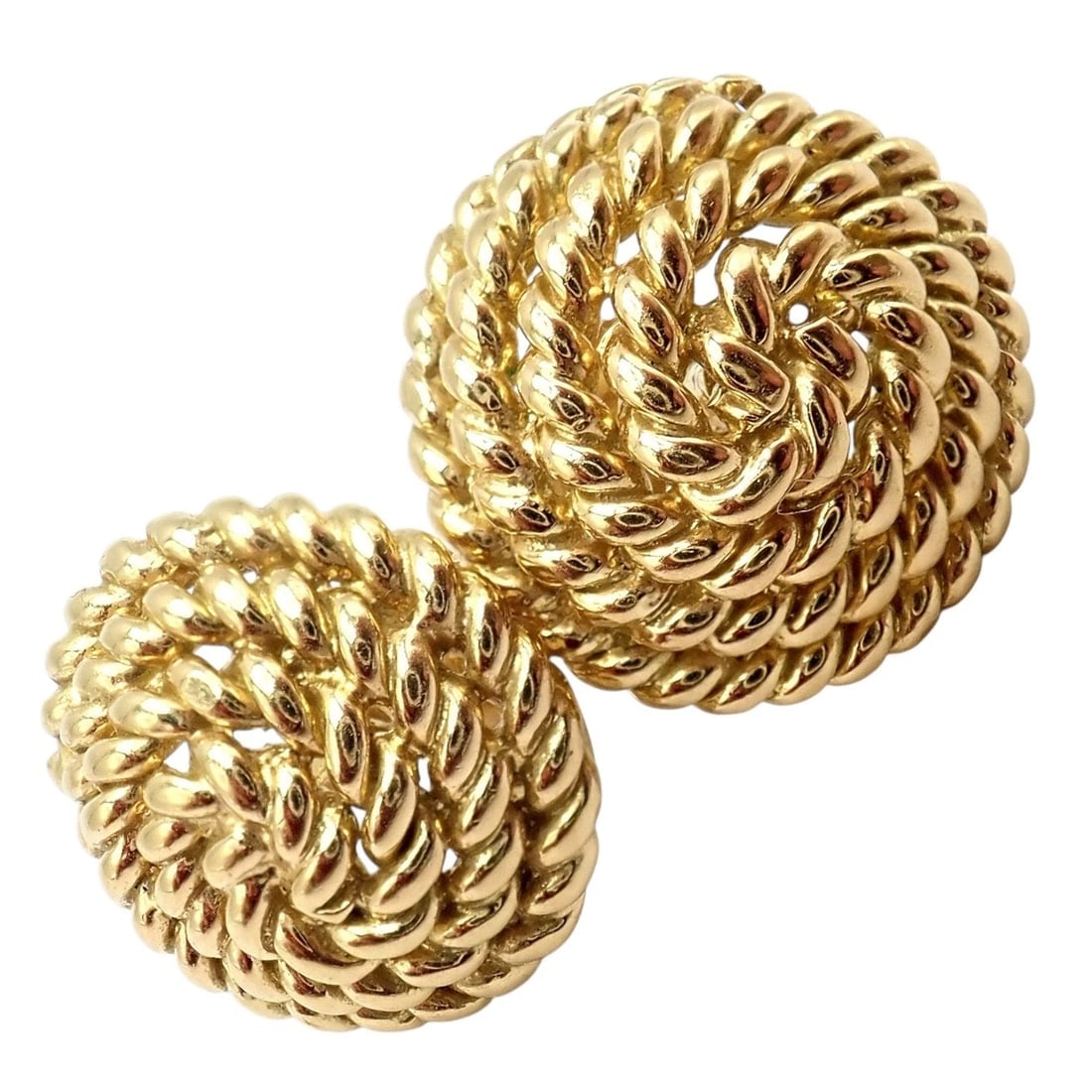Authentic! Tiffany & Co 18k Yellow Gold Rope Coil Vintage Earrings - 10