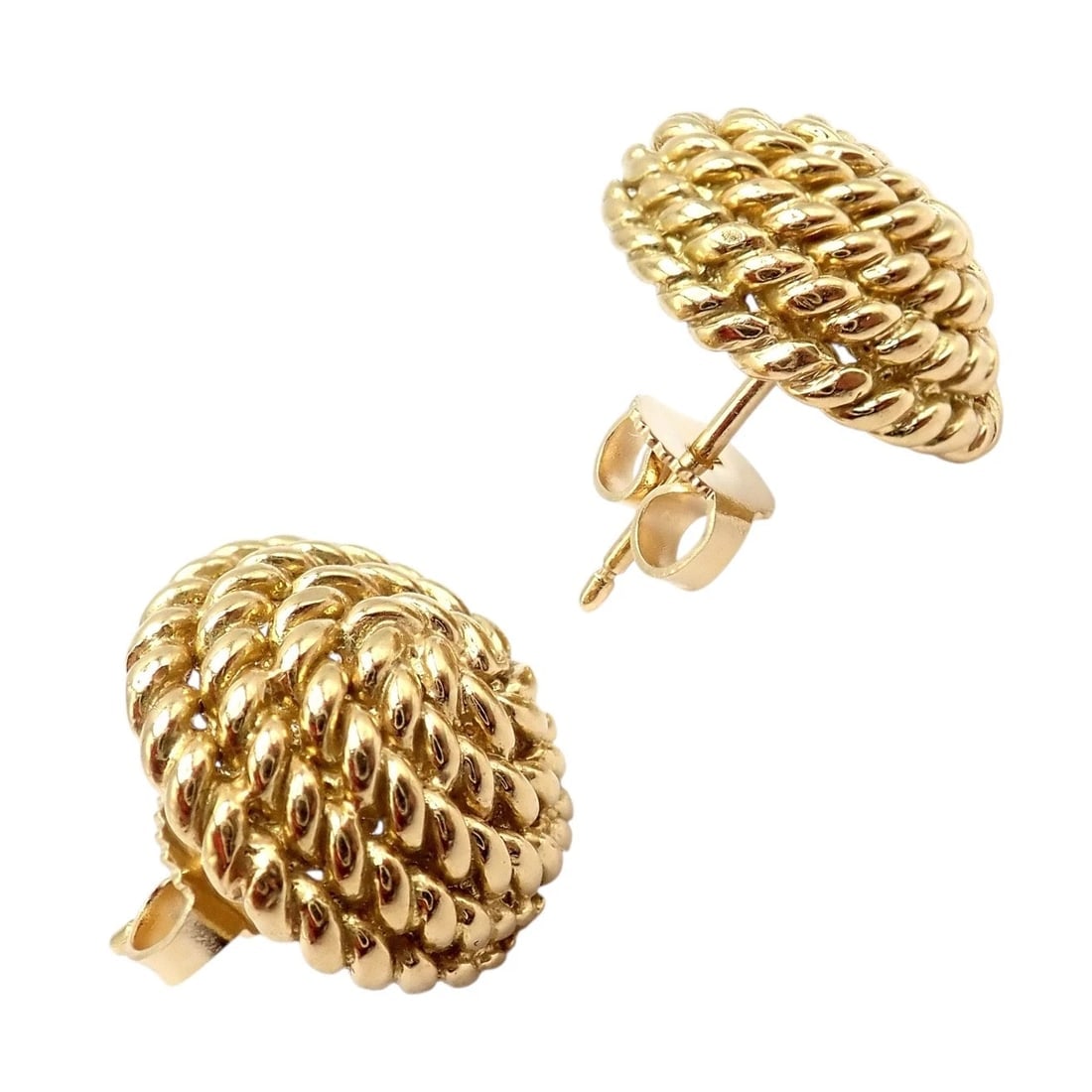 Authentic! Tiffany & Co 18k Yellow Gold Rope Coil Vintage Earrings - 2