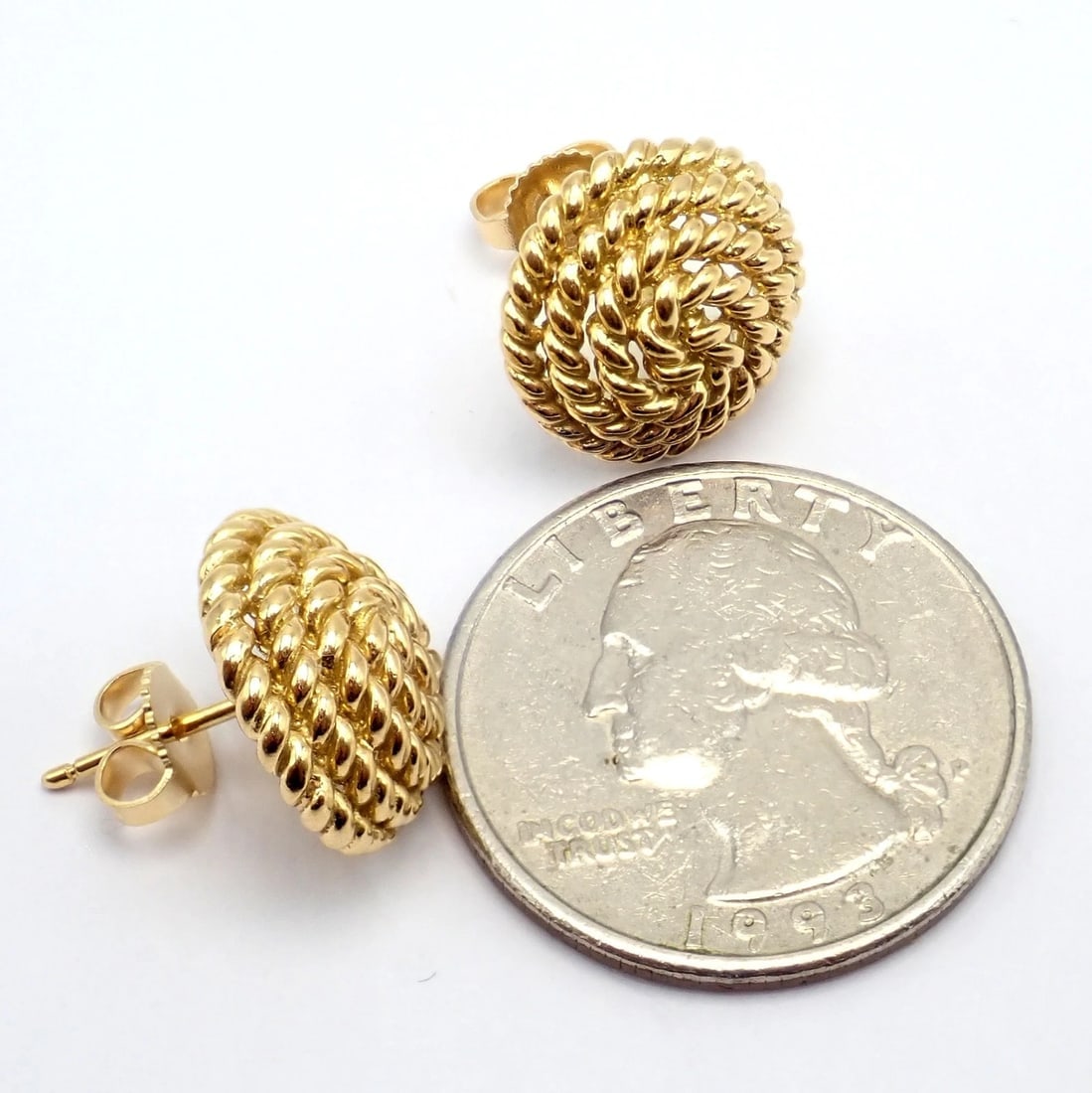 Authentic! Tiffany & Co 18k Yellow Gold Rope Coil Vintage Earrings - 3