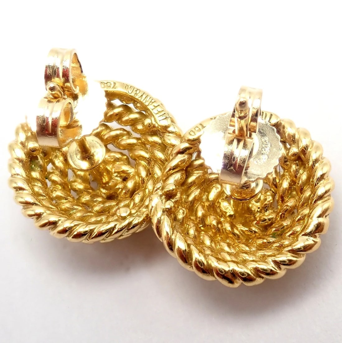 Authentic! Tiffany & Co 18k Yellow Gold Rope Coil Vintage Earrings - 4