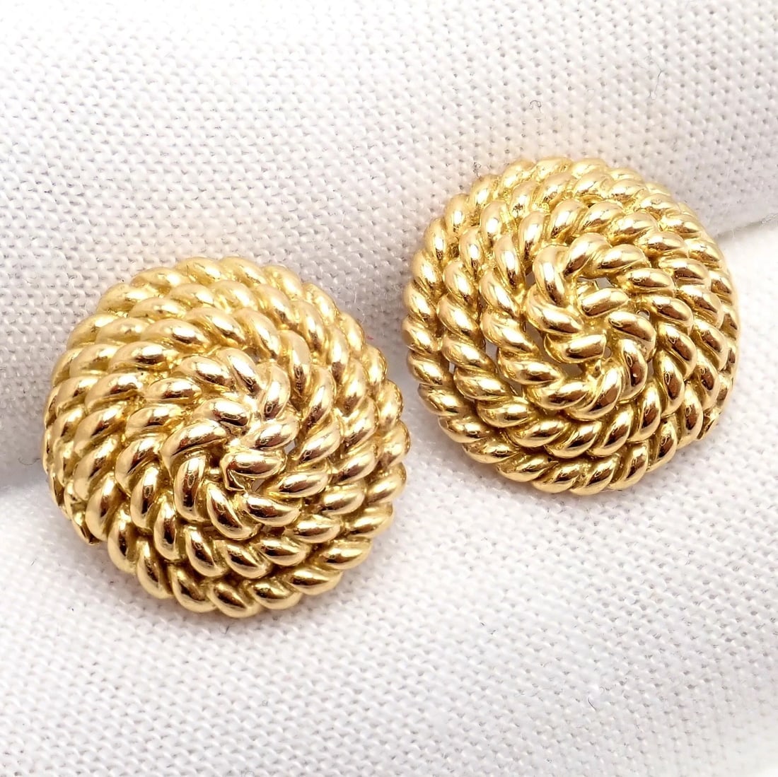 Authentic! Tiffany & Co 18k Yellow Gold Rope Coil Vintage Earrings - 5