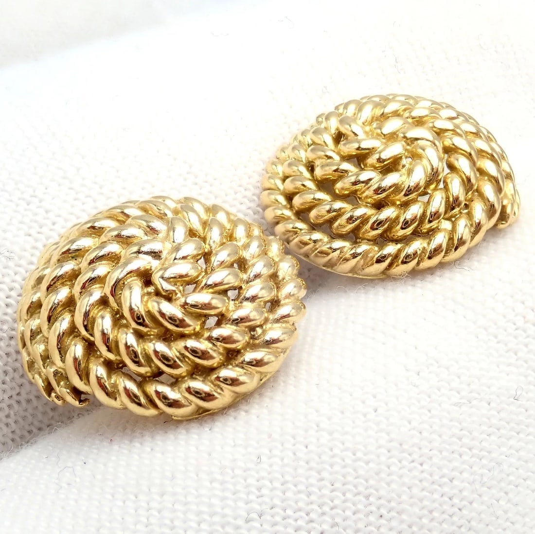Authentic! Tiffany & Co 18k Yellow Gold Rope Coil Vintage Earrings - 6