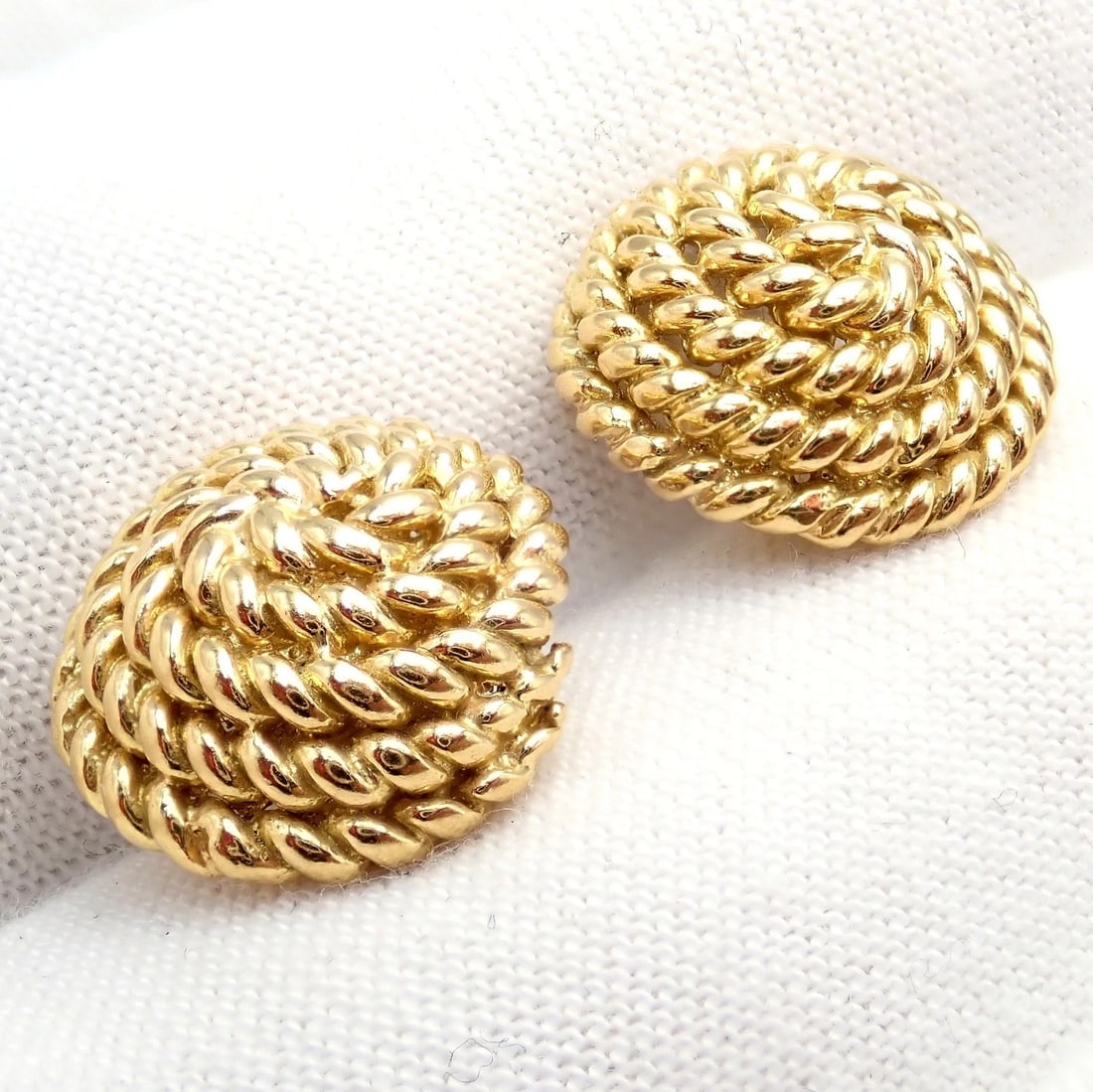 Authentic! Tiffany & Co 18k Yellow Gold Rope Coil Vintage Earrings - 7