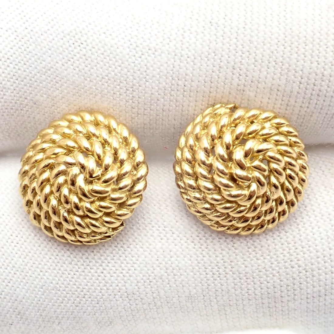 Authentic! Tiffany & Co 18k Yellow Gold Rope Coil Vintage Earrings - 8