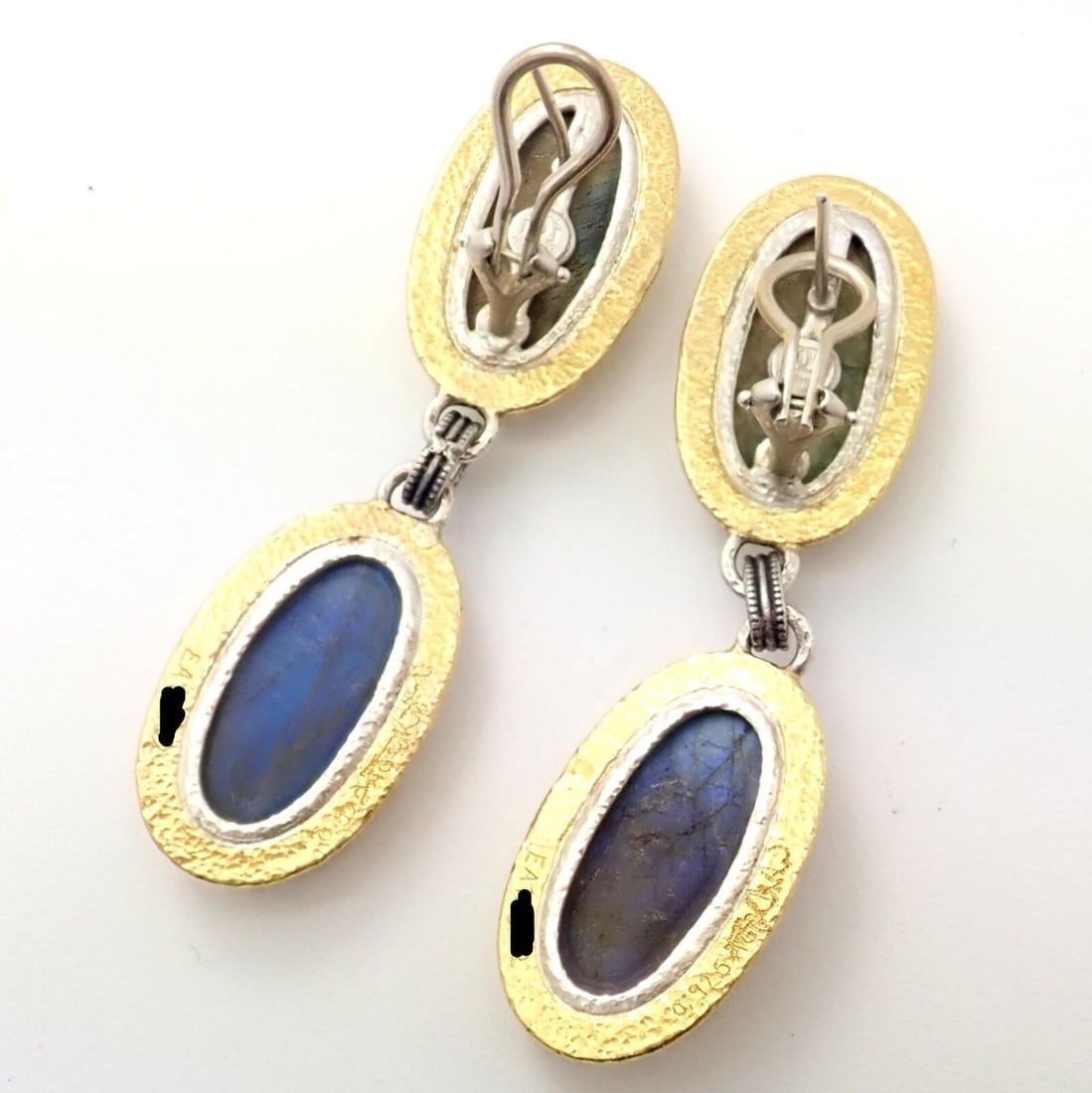 Authentic! Gurhan Hammered Sterling Silver 24k Gold Labradorite Earrings - 3