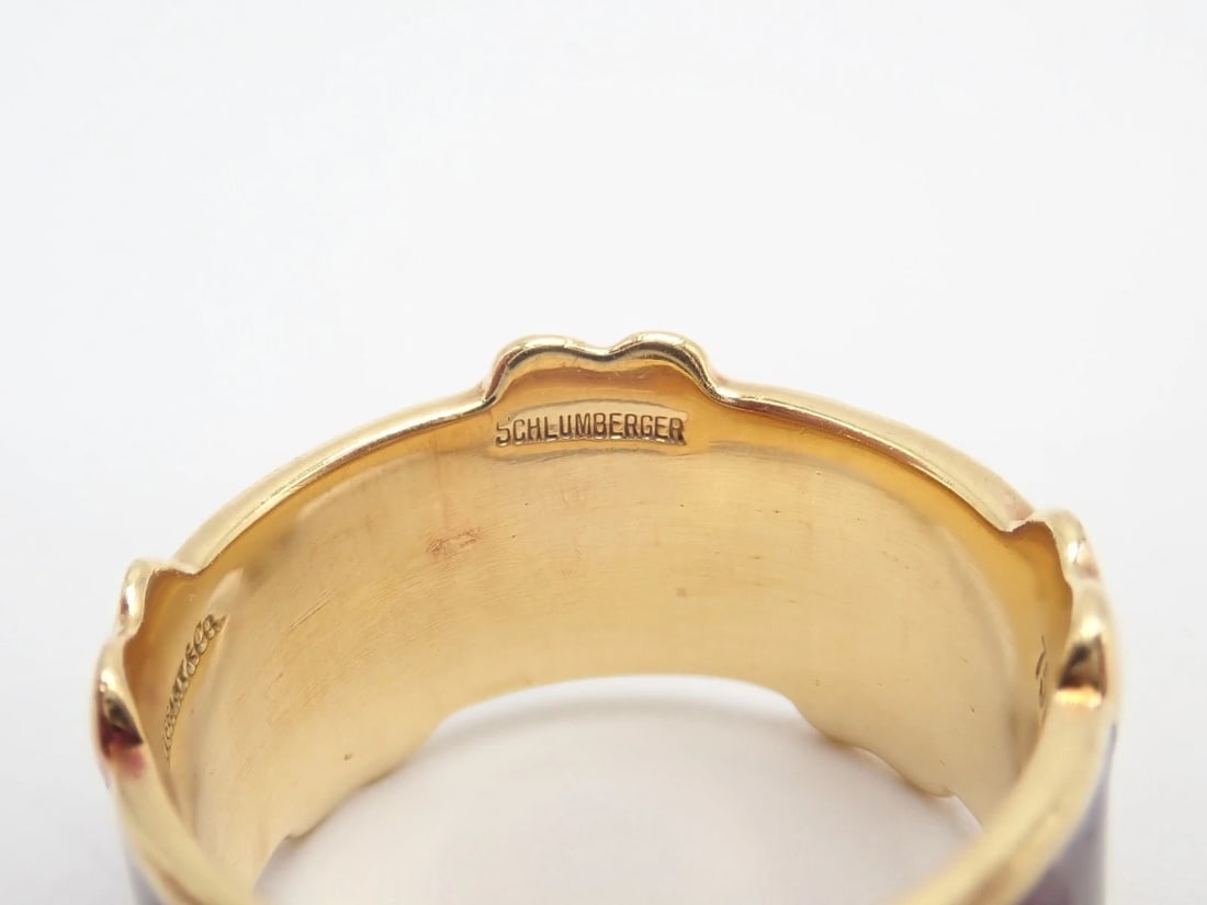 Tiffany & Co Schlumberger 18k Yellow Gold Red Enamel Heart Band Ring sz 6 - 11