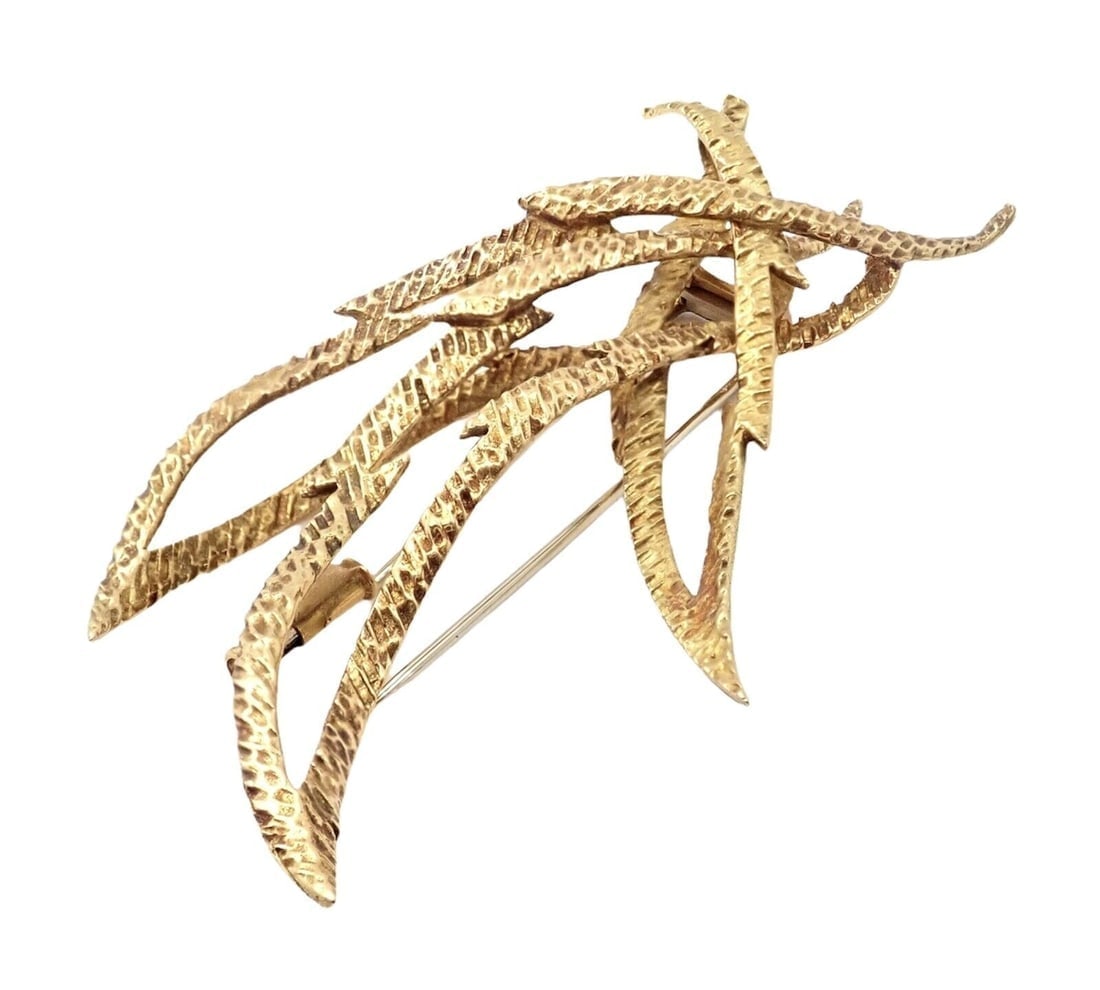 Rare Authentic Vintage Hermes Paris 18k Yellow Gold Starburst Comet Brooch Pin - 2