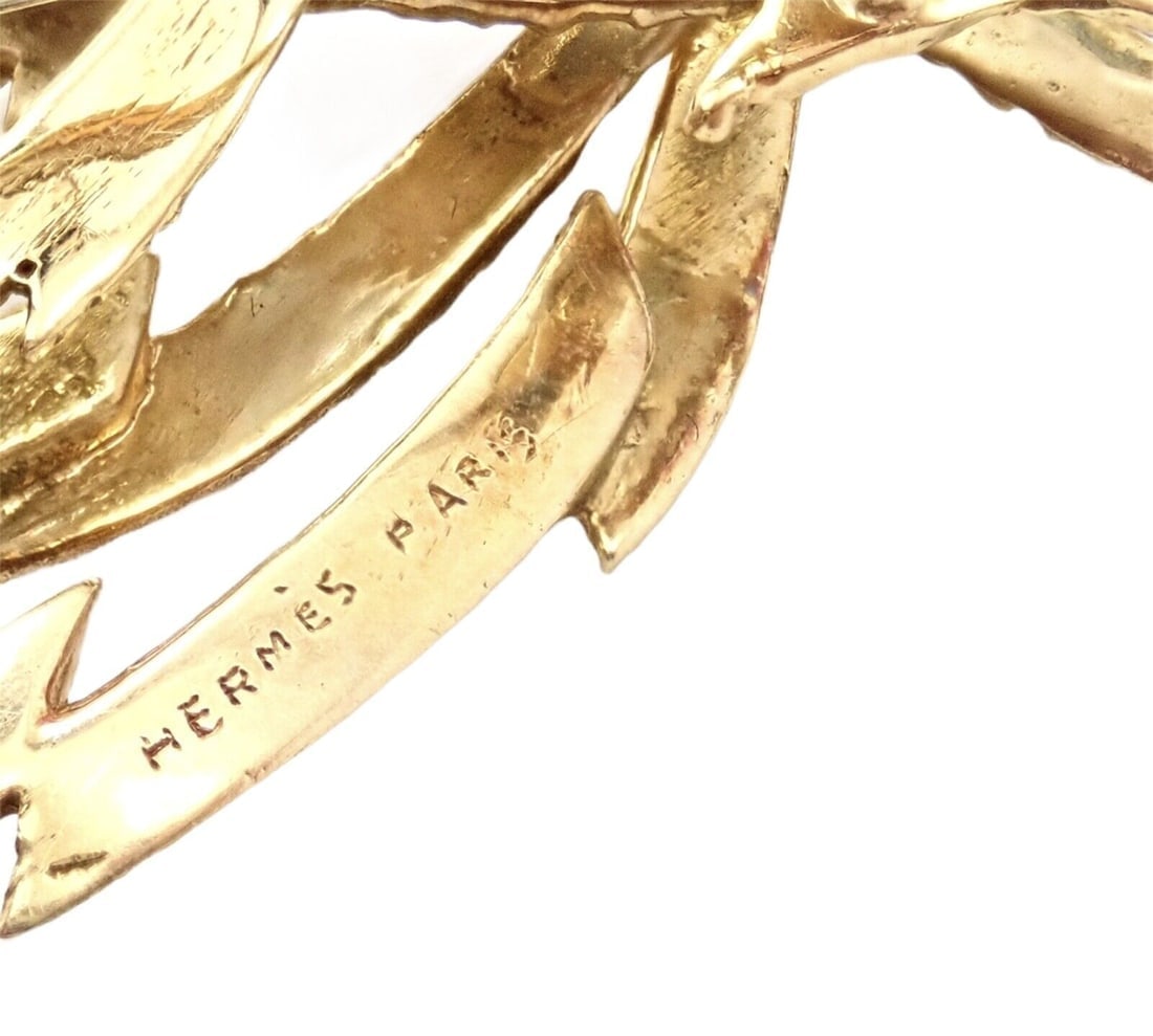 Rare Authentic Vintage Hermes Paris 18k Yellow Gold Starburst Comet Brooch Pin - 3