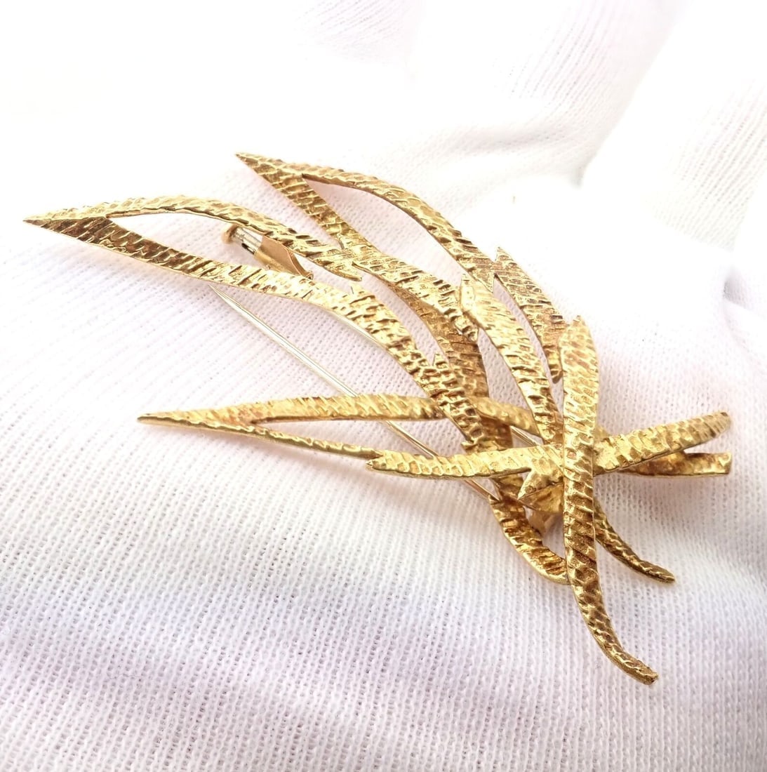 Rare Authentic Vintage Hermes Paris 18k Yellow Gold Starburst Comet Brooch Pin - 6