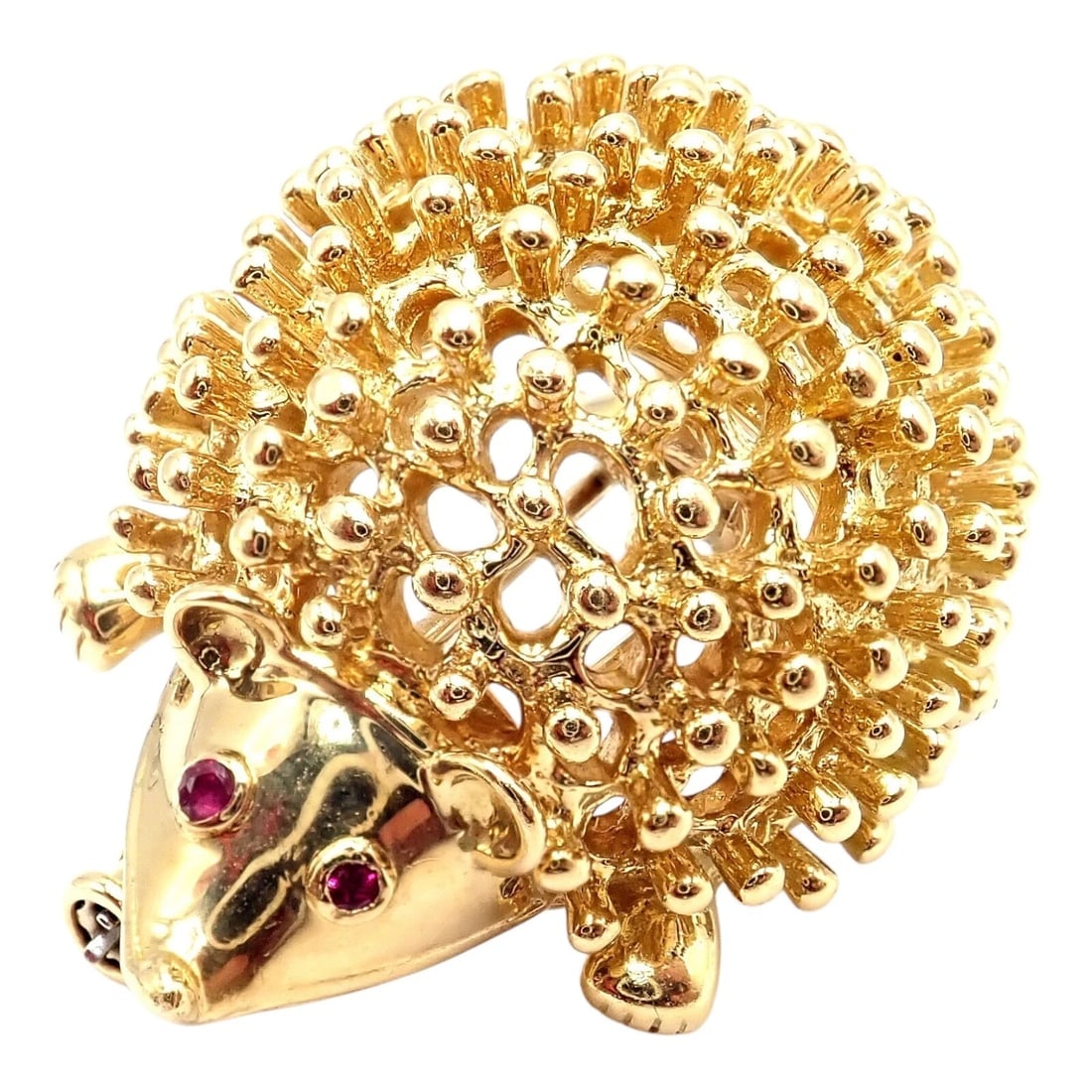 Vintage! Tiffany & Co Schlumberger 18k Yellow Gold Hedgehog Ruby Brooch Pin - 10