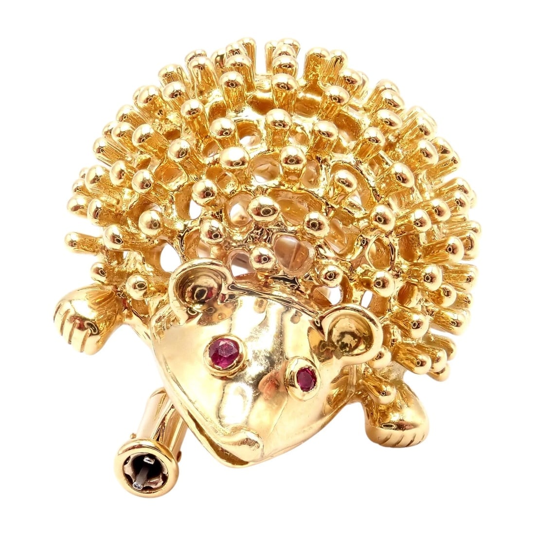 Vintage! Tiffany & Co Schlumberger 18k Yellow Gold Hedgehog Ruby Brooch Pin - 11