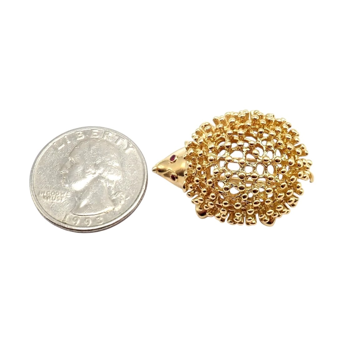 Vintage! Tiffany & Co Schlumberger 18k Yellow Gold Hedgehog Ruby Brooch Pin - 4